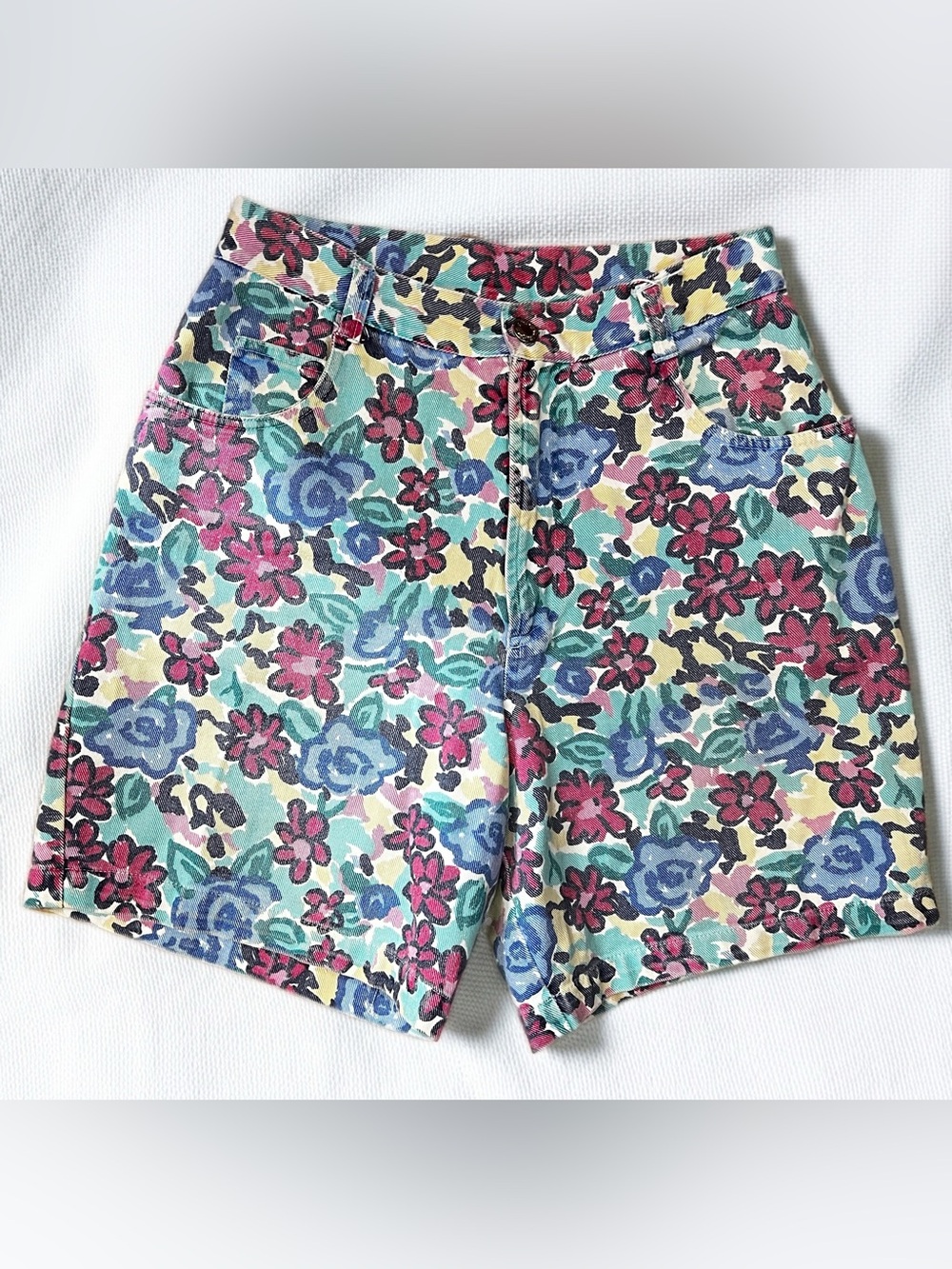 Vintage Floral Multi-Color High-Rise Women’s Shorts